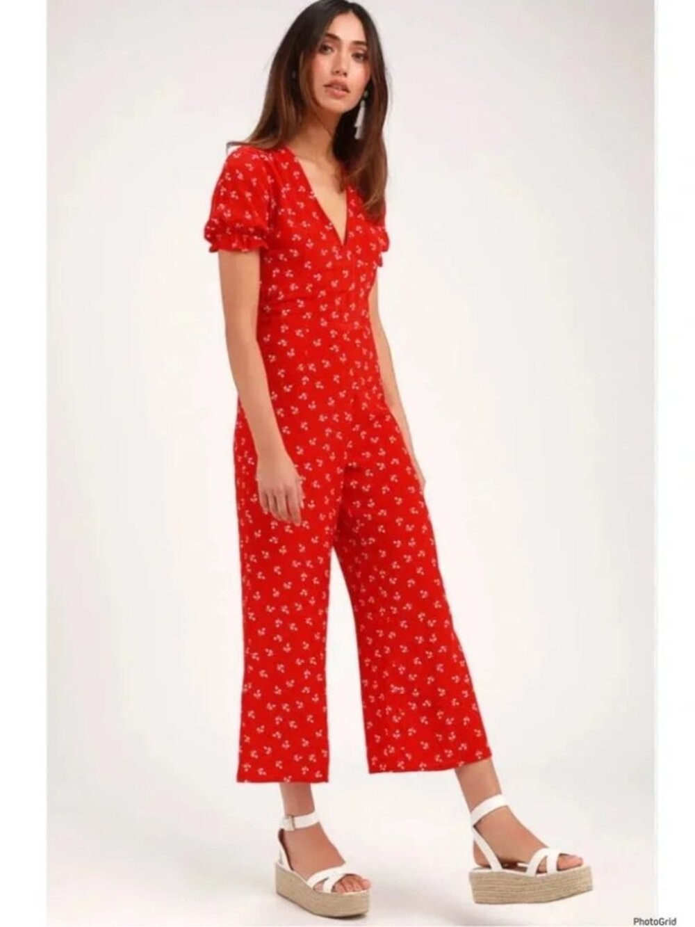 Faithfull the Brand Mallory Red Floral Jeanne Print Jumpsuit